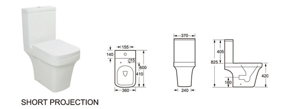 Upc Sertifikalı Beyaz Yakın Bağlantılı Banyo Tuvalet Uzatılmış Kase