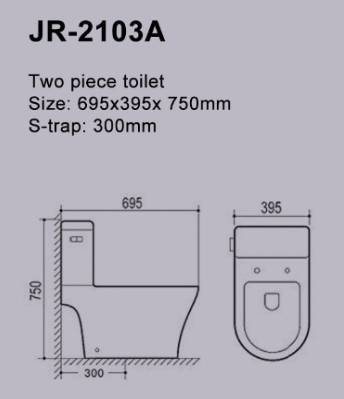 S Trap İki Parça Tuvalet Filipin Klozet Lavabo 695*395*750mm