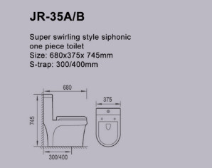 Su Tasarruflu Ekonomik Tek Parça Sifon Jet Klozet 680*375*745mm